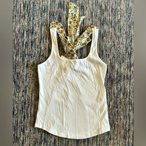 NWT White Tank Top with Ribbon Tie
